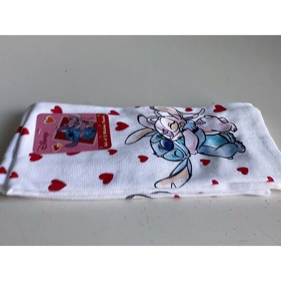 2 Pack Disney Stitch And Angel Kitchen Towels Hearts Valentine's Day Love NEW - Picture 7 of 11